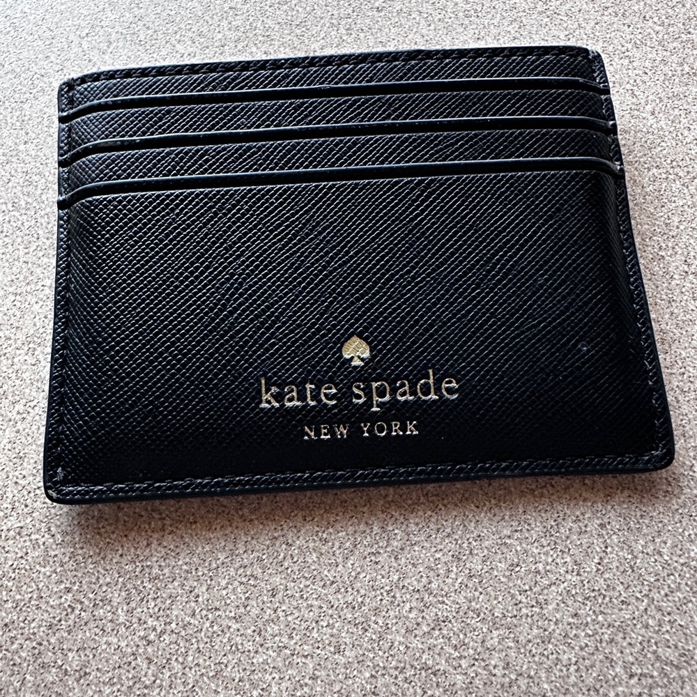 kate spade black cardholder with gold logo